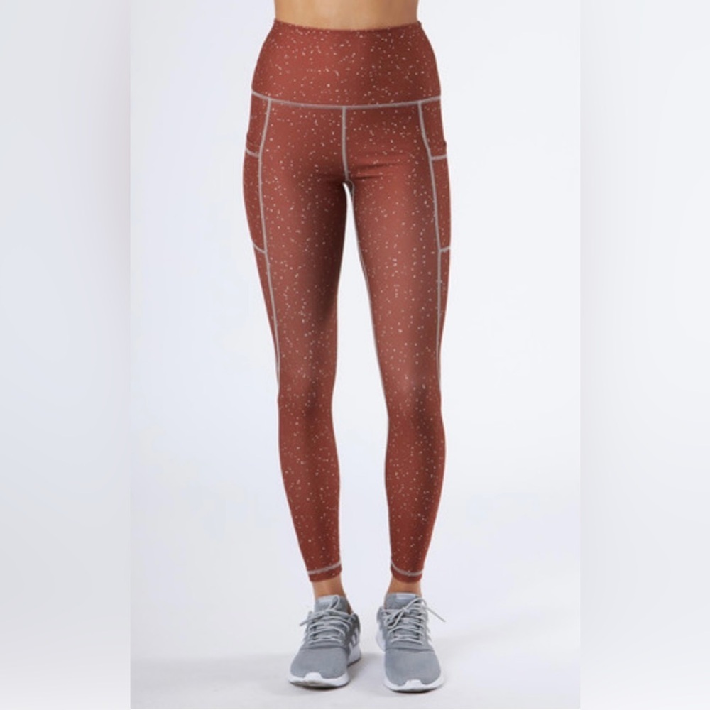 Scorpio Sol Yoga Gym Workout Dark Copper Leggings Women Size XS Logo Side Pocket